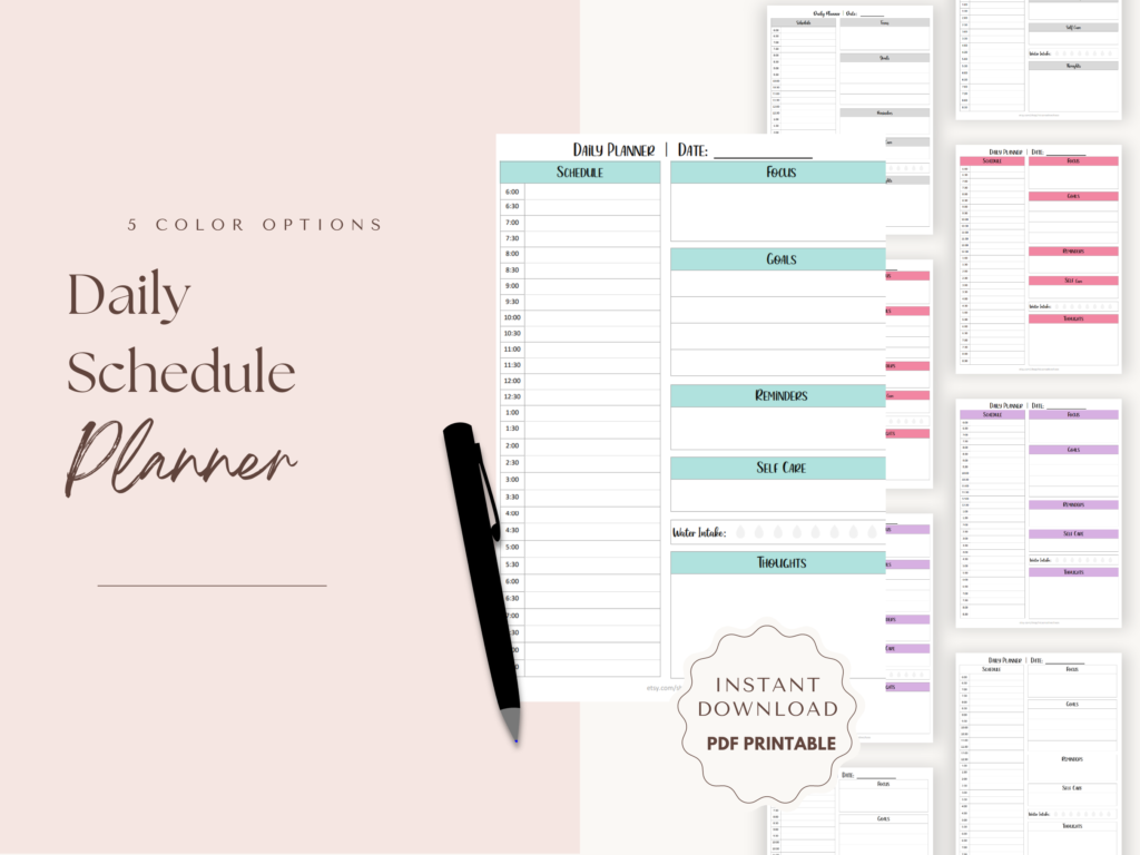 Free Printable Daily Schedule Planner Template - Nics Creative Chaos