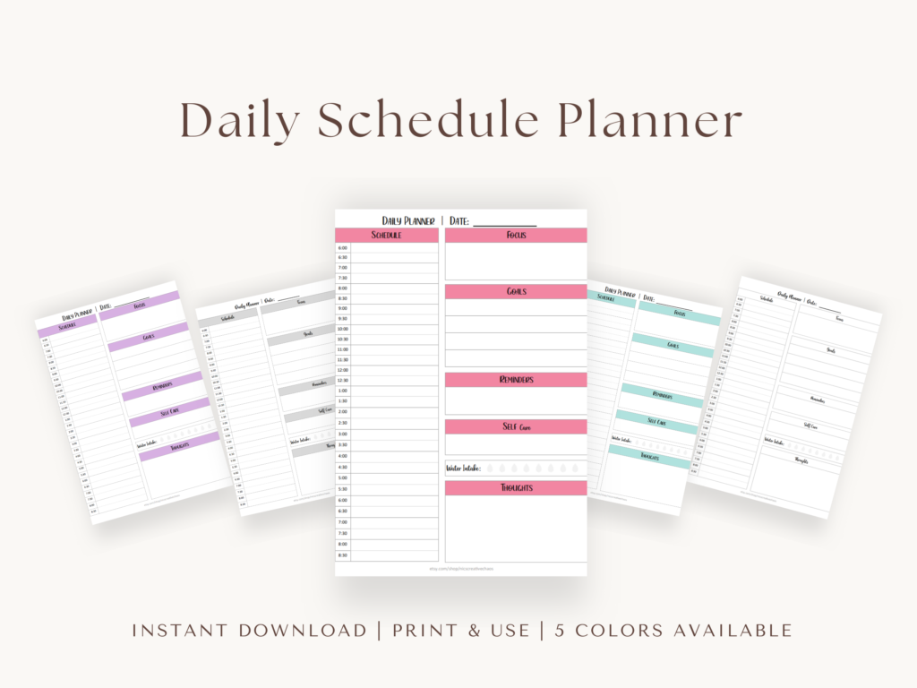 Free Printable Daily Schedule Planner Template - Nics Creative Chaos