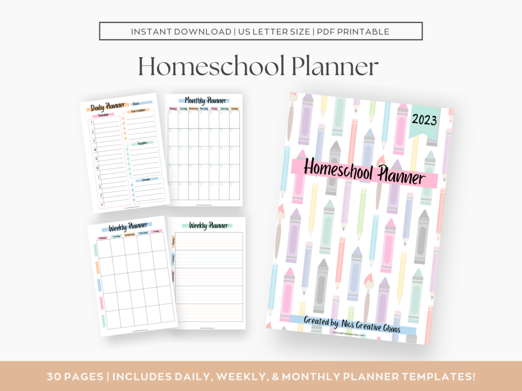 Printable Homeschool Planner Bundle - Nics Creative Chaos