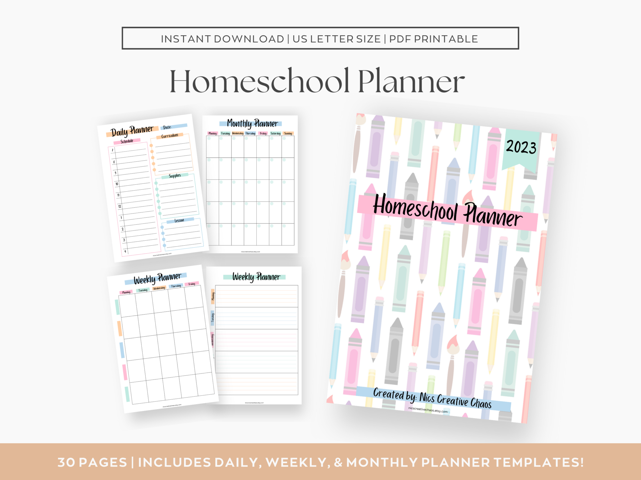 Printable Homeschool Planner Bundle - Nics Creative Chaos