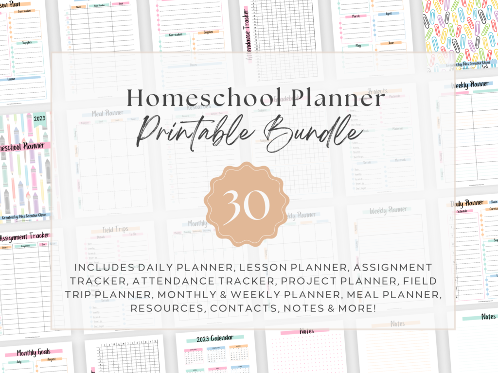 Printable Homeschool Planner Bundle - Nics Creative Chaos