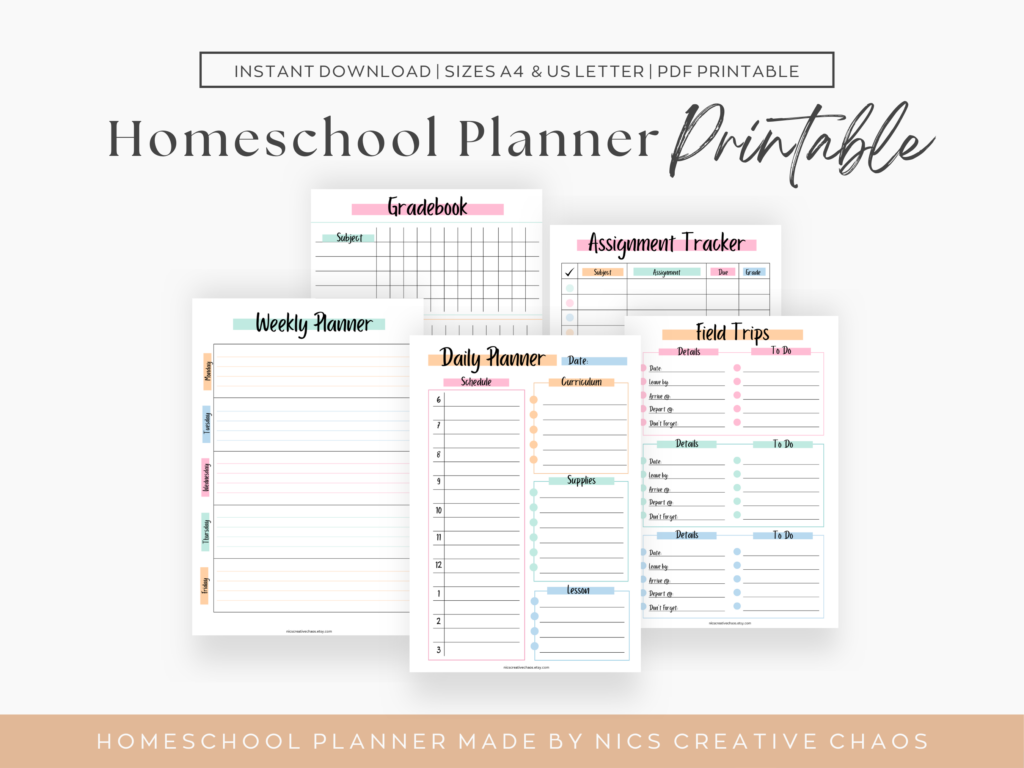 Printable Homeschool Planner Bundle - Nics Creative Chaos