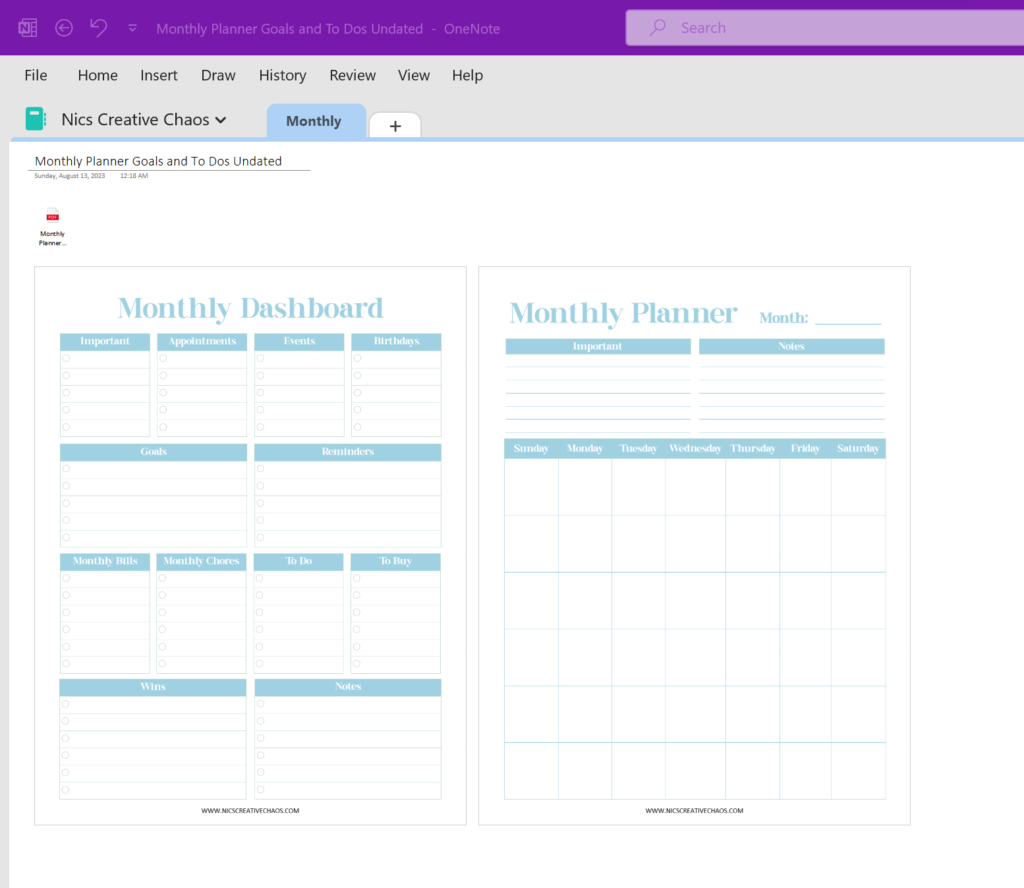 How to use OneNote Notebook as a Digital Planner