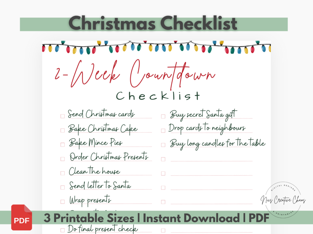 Free Christmas Printables Bundle Christmas Checklists, To Do Lists