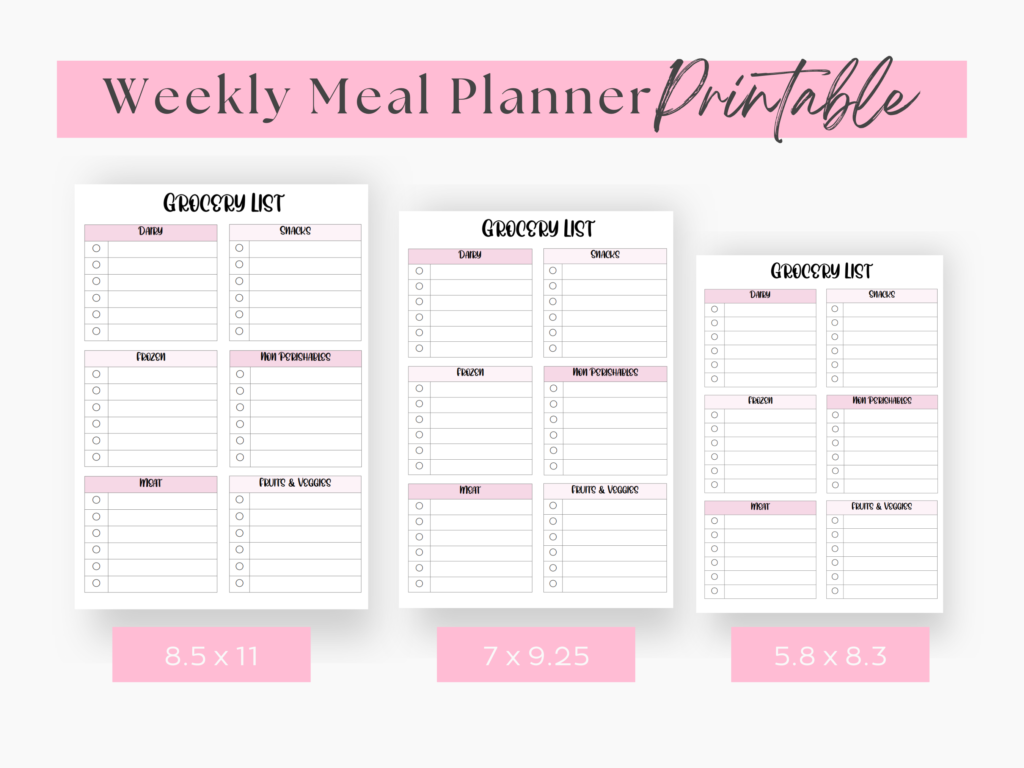 FREE PRINTABLE - Weekly Meal Planner and Shopping List - Nics Creative ...