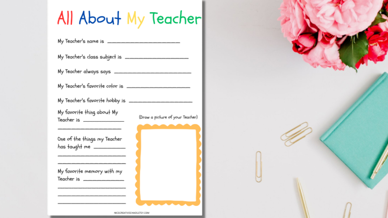 All About My Teacher Printable - Classroom Activity Sheet for ...